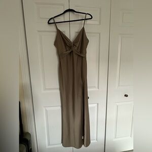 Showpo Olive Green Bridesmaid or Wedding Guest Dress with Thigh Split